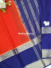 SEMI CREPE SILK SAREE ORANGE BLUE