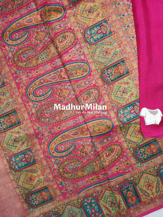 BANARASI GOLD TISSUE MEENA WEAVE SAREE PINK