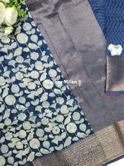 BLUELOOM CHANDERI SAREE BLUE