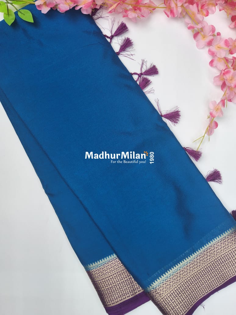 SEMI CREPE SILK SAREE SAPPHIRE PURPLE