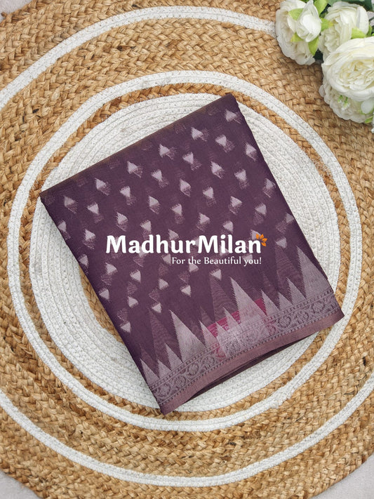 KOVAI TEMPLE SILK COTTON SAREE DUSTY WINE