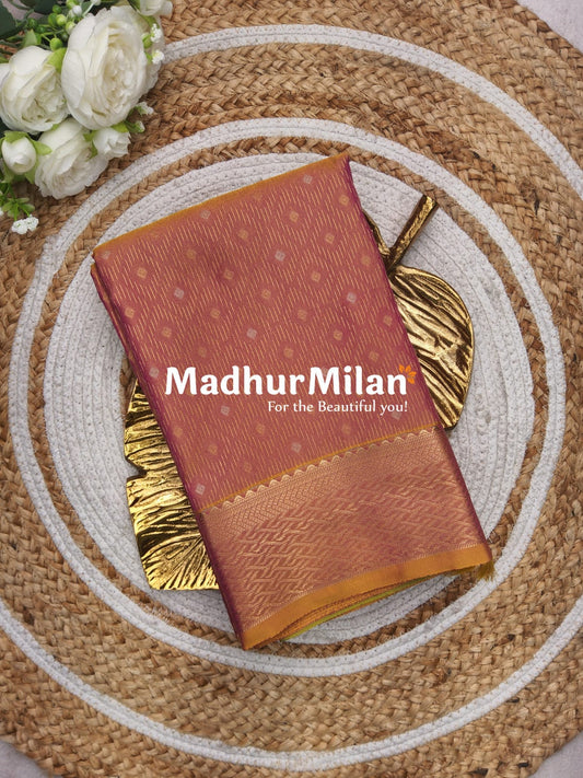 RUBY TUSSER SILK SAREE PEACH GREEN