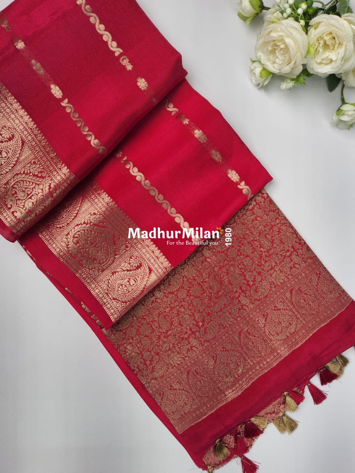 BANARASI RUSSIAN CREPE SAREE PINK