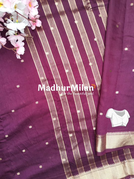 BORDER BUTTA WEAVE SAREE WINE