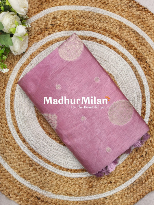 RESHAM SILK WEAVING SAREE ONION PINK