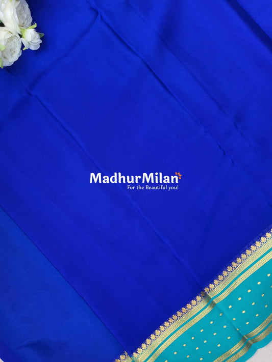 BENTEX BUTTA BORDER PURE CREPE SILK SAREE ROYAL BLUE TEAL