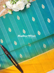 STRIPES BUTTA SOFT SILK SAREE RAMA YELLOW