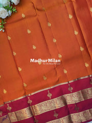 KANCHI BUTTA BENTEX BORDER SAREE ORANGE PINK
