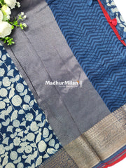 BLUELOOM CHANDERI SAREE BLUE