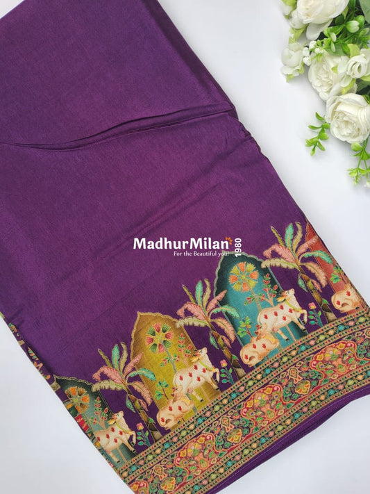 PASHMINA BROCADE SAREE PURPLE