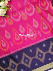 RUBY PATTOLA SILK TISSUE BORDER PINK PURPLE