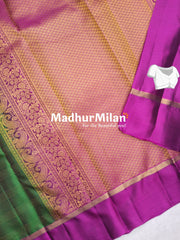 KANCHI PIN STRIPES PLAIN BOEDER GREEN MAGENTA