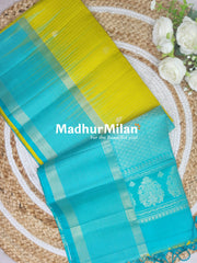 UPPADA SOFT SILK SAREE LEMON YELLOW AQUA