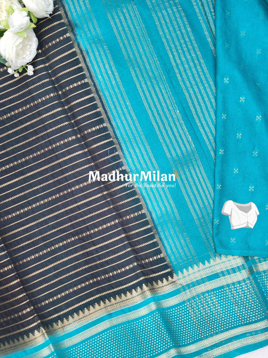 SEMI MYSORE CREPE SAREE BLACK