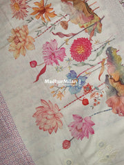 SEMI TUSSER EMBROIDERY BORDER SAREE LAVENDER