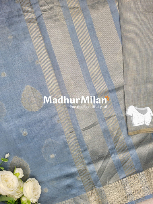 RESHAM SILK WEAVING SAREE GREY