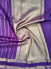 MAYRA BANARASI CREPE BENTEX BORDER GOLD JARI SAREE LIGHT PURPLE