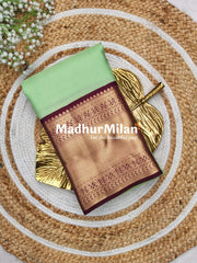 KORVAI CHECKS SAREE PISTA BROWN