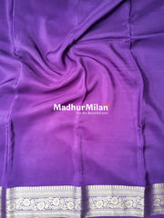 MAYA BANARASI CREPE PLAIN BODY GOLD JARI BORDER SAREE PURPLE