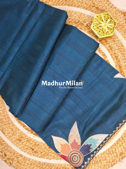 FLOWER BEAUTY RAW SILK SAREE DEEP RAMA