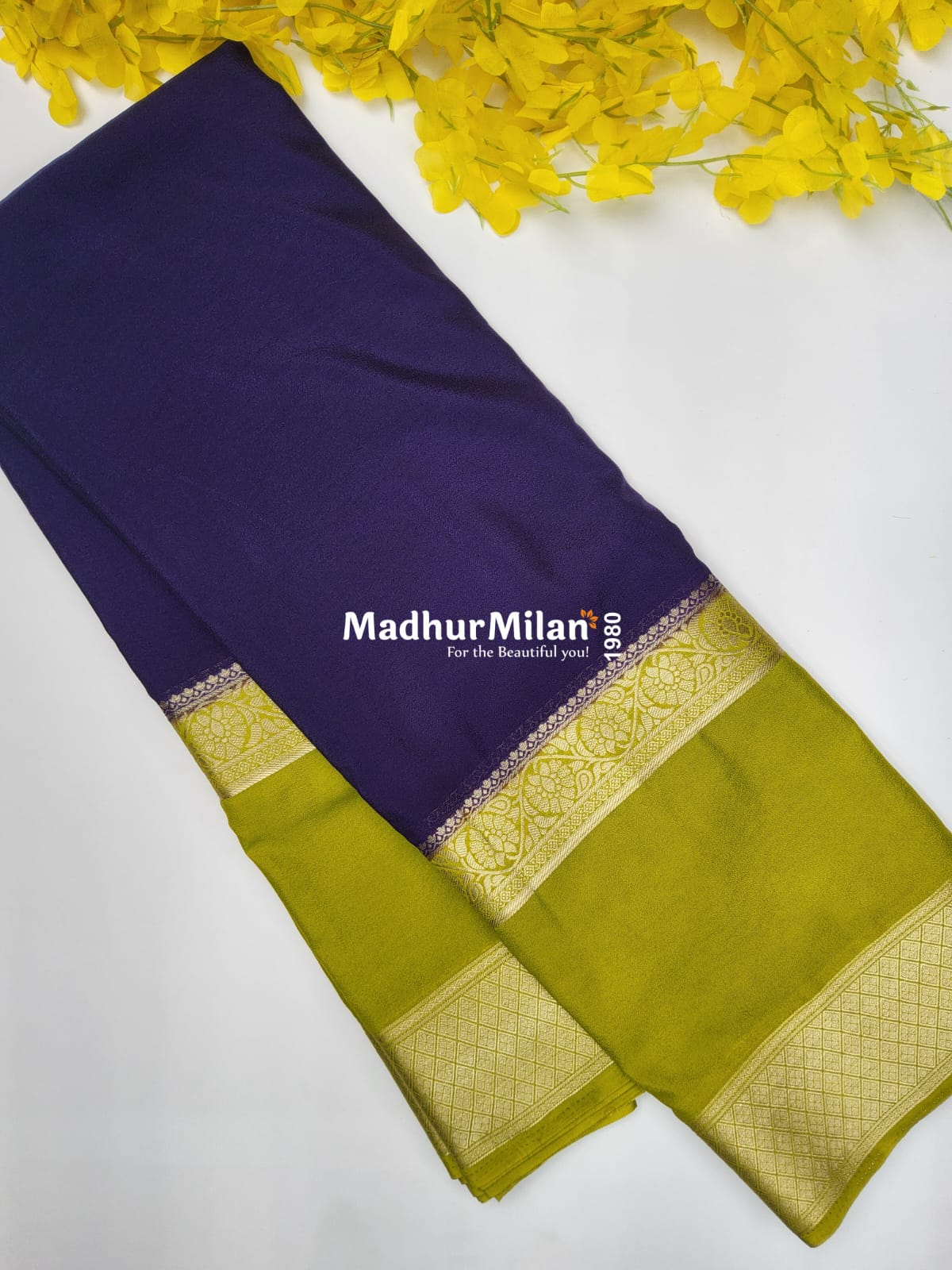 SEMI CREPE SILK SAREE PURPLE MEHANDI