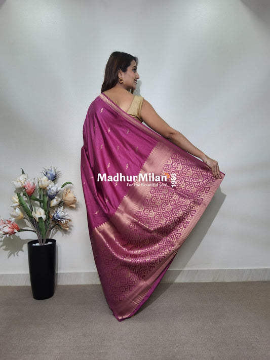 TULSI MALAI SILK SAREE ONION PINK