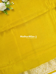 MAYA BANARASI RUSSIAN CREPE SAREE LEMON YELLOW