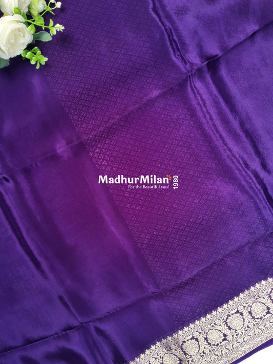 BANARASI RUSSIAN CREPE SAREE PUPLE