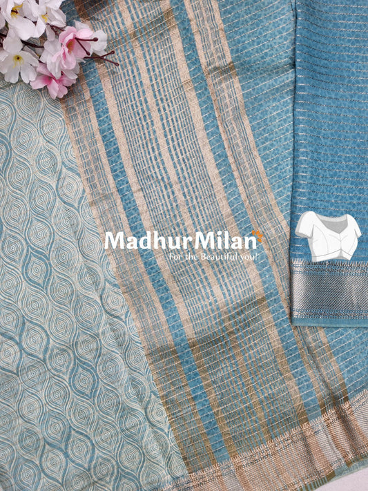 ASSAM SILK PRINTED SAREE DUSTY RAMA