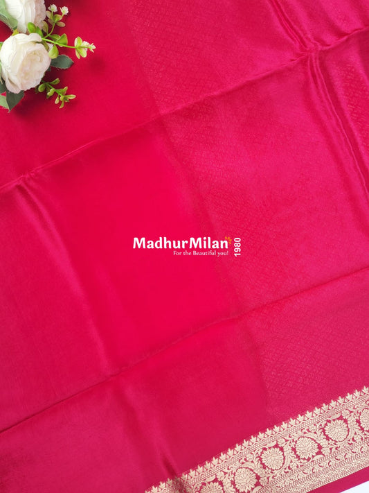 BANARASI RUSSIAN CREPE SAREE PINK