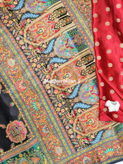 PASHMINA SATIN BROCADE SAREE BLACK