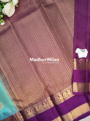 KANCHI BUTTA BENTEX BORDER SAREE AQUA WINE