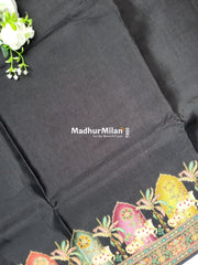 PASHMINA BROCADE SAREE BLACK