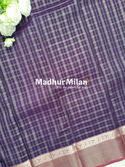 KANCHI SMALL CHECKS SAREE PURPLE ONION PINK