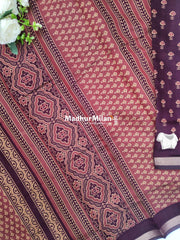 BAGRU PRINT KAJU SILK SAREE BROWN