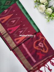 RUBY PATTOLA SILK TISSUE BORDER GREEN PINK