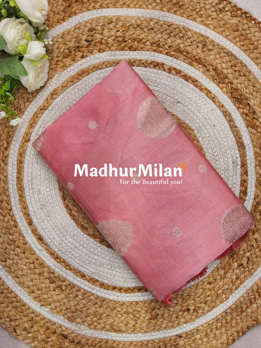RESHAM SILK WEAVING SAREE PEACH