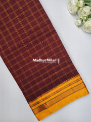 ILKAL BOX CHECKS SAREE RUST