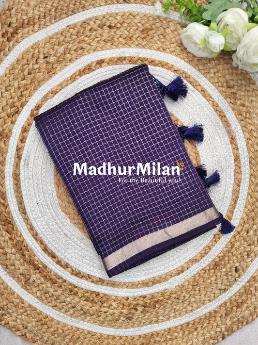 ASSAM SILK MINI CHECKS SAREE DARK VIOLET