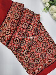 AJRAKH PRINT GAJI MODAL SAREE RED