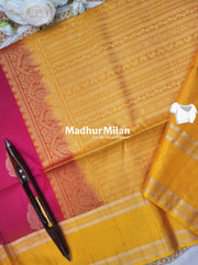 BENTEX BUTTA BORDER SOFT SILK SAREE PINK YELLOW