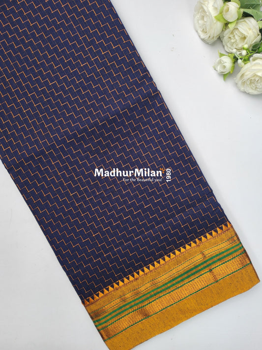 ILKAL ZIG ZAG SAREE NAVY BLUE