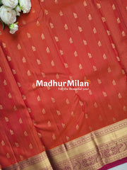 MULTY STRIPES BUTTI BORDER SAREE ORANGE PINK
