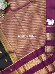 KANCHI BUTTA BENTEX BORDER SAREE BLACK WINE