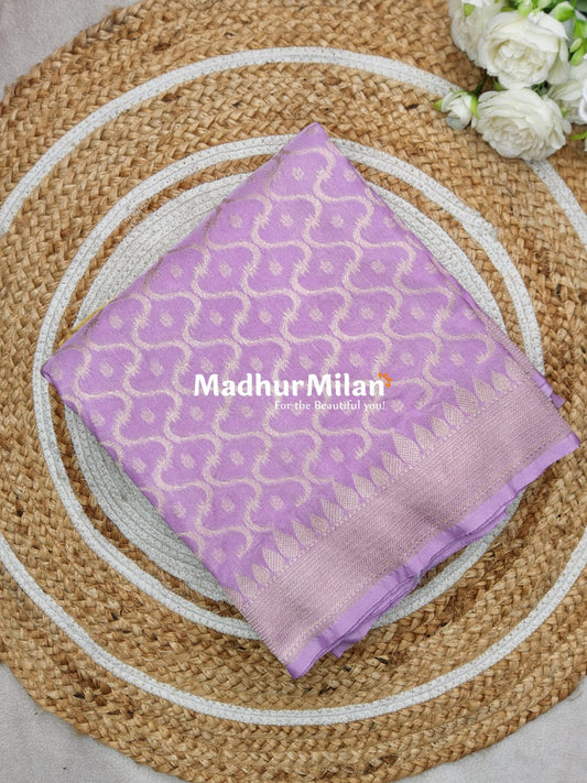 CHARVI BANARASI CREPE SILK SAREE LAVENDER