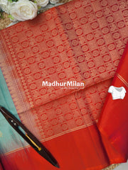 BORDER BUTTA SOFT SILK SAREE RAMA PINK