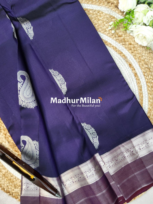 KANCHI BUTTA BORDER SAREE PURPLE WINE