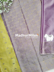 RUBY TUSSER SILK SAREE DUSTY GOLD PURPLE