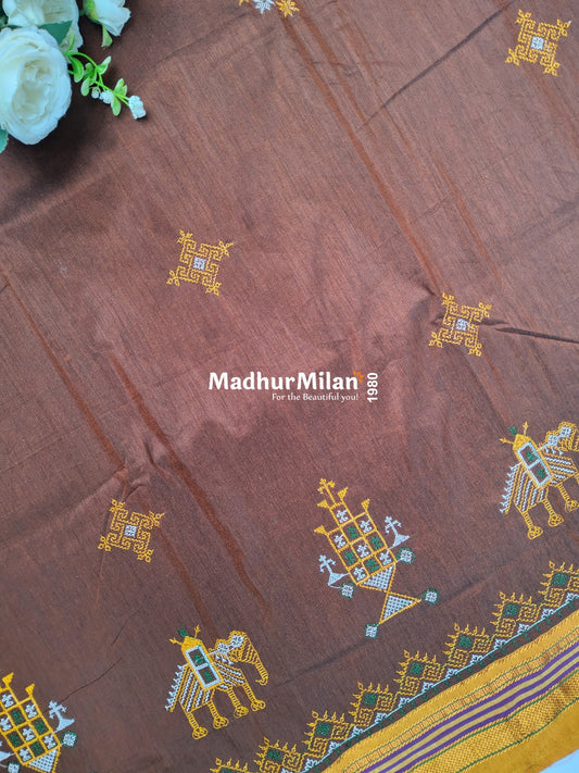 ILKAL ELEPHANT KASUTHI WORK SAREE RUST