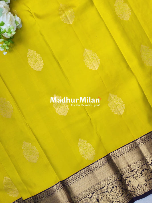 KANCHI BUTTA BORDER SAREE LEMON BROWN